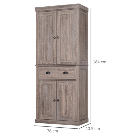 Rootz Kitchen Cupboard - Colonial Kitchen Cabinet - Freestanding Kitchen Cupboard - Furniture For Kitchen - Traditional Design - Dark Wood Grain - 76l X 40.5w X 184h Cm