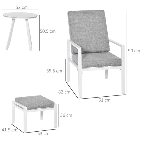 Rootz Gartenmöbel-Set – Garten-Liegestuhl-Set – Couchtisch – Grau/Weiß