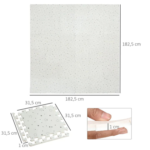 Rootz Mat - Children's Puzzle Mat - Star Design Floor Mat - Children's Play Mat - Play Mat - 182.5L x 182.5W x 1H cm