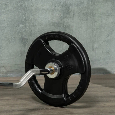 Rootz halterschijven - set van 2 - 15 kg per plaat - drie handgrepen - vloervriendelijke rubberen coating - metaal - zwart - 36L x 36B x 5H cm