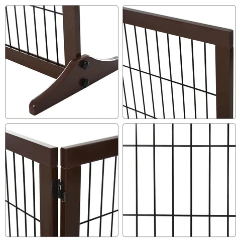 Rootz Barrier For Dogs - Safety Gate - Dog Gate - Stair Gate - Foldable Dog Barrier - Door Gate - Brown - 185 x 36 x 71 cm