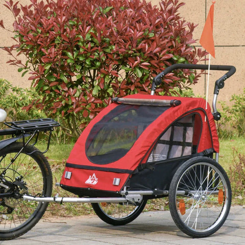 Rootz Bike Trailer - Children's Trailer - Child Bike Trailer - Foldable Bike Trailer - 360° Rotatable - Rain Cover - Red/Black - 160 x 84 x 106 cm