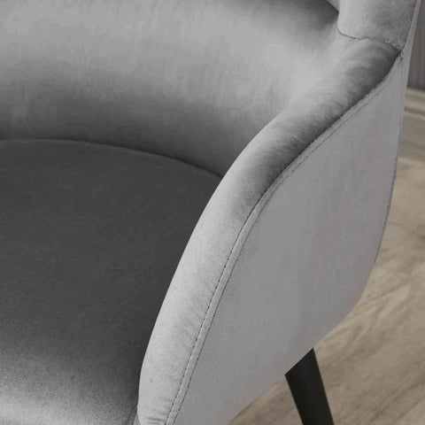 Rootz Sessel – Im Retro-Design – Samtoptik – Lesesessel – Grau – 59,5 cm x 59,5 cm x 78,5 cm