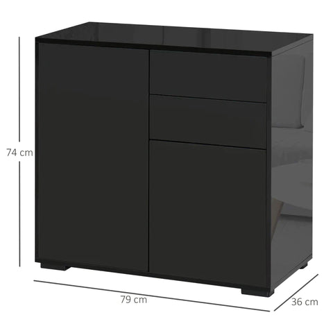 Rootz Cabinet - Standing Cabinet - Storage Cabinet - Cabinet Chest - Black - 79 x 36 x 74 cm