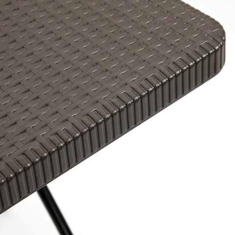 Rootz Folding Table - Rattan Folding Table - Table - HDPE/Metal - Dark Brown - 60 x 60 cm