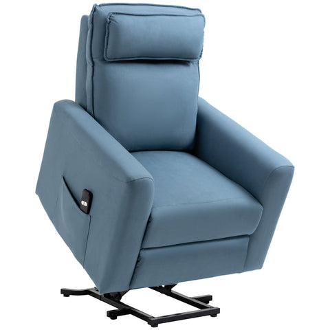 Rootz Stand-up Chair - Relaxation Chair - With Reclining Function - Remote Control - Linen Look - Blue - 85 x 89.5 x 105 cm