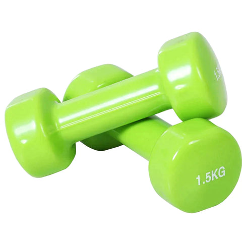 Rootz Dumbbell Set - 4 Pairs Of Dumbbells With Case - Iron + Plastic - Red + Yellow + Green + Purple - 41L x 30W x 8H cm