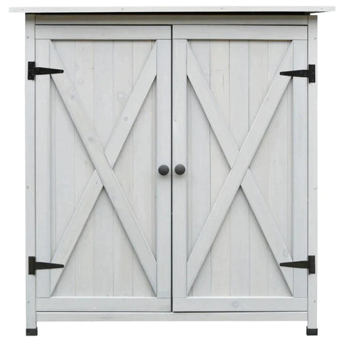 Rootz Tuinschuur - Houten Opslagschuur met 2 Deuren - Vuren Gereedschapskast - Dubbele Deur - Grijs - 110cm x 55cm x117cm