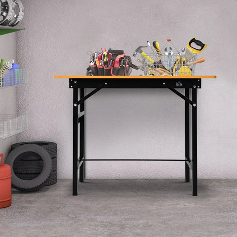 Rootz Workbench - Worktable - Worktop - Heavy Duty Bench - Foldable - Yellow/Black