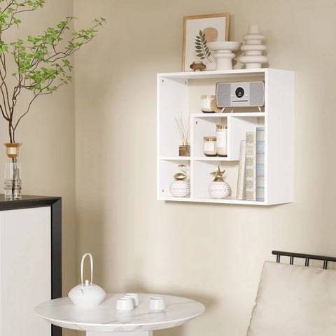 Rootz Wall Shelf - Floating Shelf - Bookcase - Modern Wall Storage - Wall-mounted - Living Room Wall Shelf - Chipboard - White - 60x25x60cm