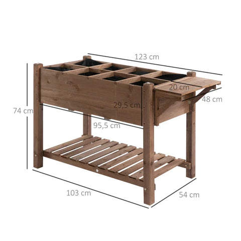 Rootz Houten Verhoogd Bed - Tuinplantenstandaard - Bloembak - Bloempot - Bloembed - Kruidenbed - 123 x 54 x 74cm