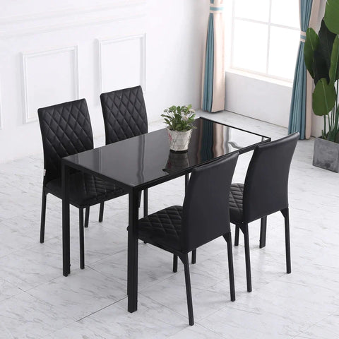 Rootz Dining Room Chairs - Kitchen Chairs - High Backrest - Optimal Support - 4 chairs - Faux Leather - Black -  41 cm x 50 cm x 91 cm