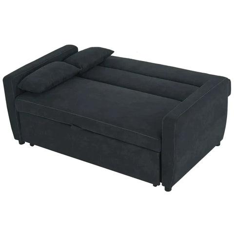 Rootz Sofa Bed - Folding Sofa - 2-seater Fabric Sofa - Sofa With Sleeping Function - Adjustable Angle - Black - 148 x 82 x 89 cm