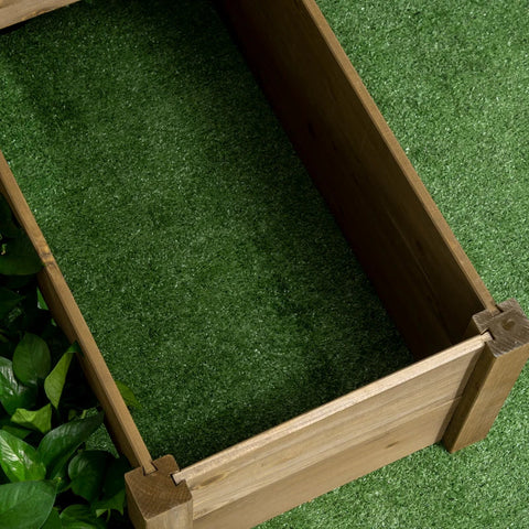 Rootz Raised Bed - 4 Planters On 3 Levels - Weather-resistant - Solid Wood - Natural - 122 cm x 122 cm x 51 cm