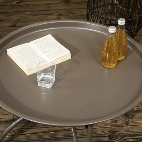 Rootz Garden Chair Set - 2 Pieces - Stool/side Table - Large Seat Cushion - Steel Frame - Sand - 118 x 75 x 142 cm