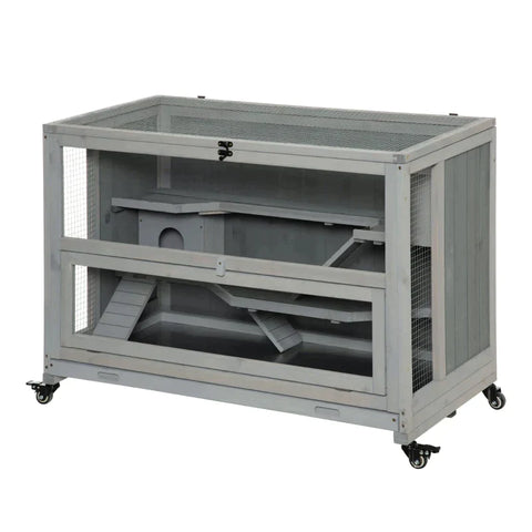 Rootz Knaagdierkooi - Knaagdierenhok - Hamsterkooi - 3-Tier Houten Kooi - 99 cm x 50 cm x 69 cm