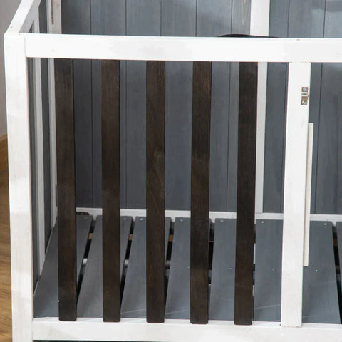 Rootz Hondenkennel - Houten Hondenhok - Hondenhok - Hondenkooi - Knaagdierhuis - Transportbox - Transportkooi - Met Venster - Grijs - 84,5 x 51,4 x 61 cm