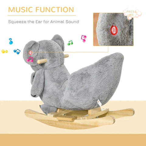 Rootz Hobbelpaard - Hobbeldier - Kinderschommel - Kinderpaard - Speelgoed in de vorm van een koala - Grijs - 60 x 33 x 50 cm