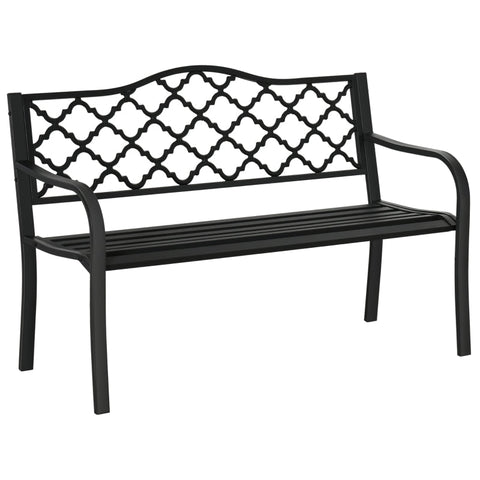 Rootz Garden Bench - 2-Seater Garden Bench - Metal - Black - 128 x 58.5 x 89 cm