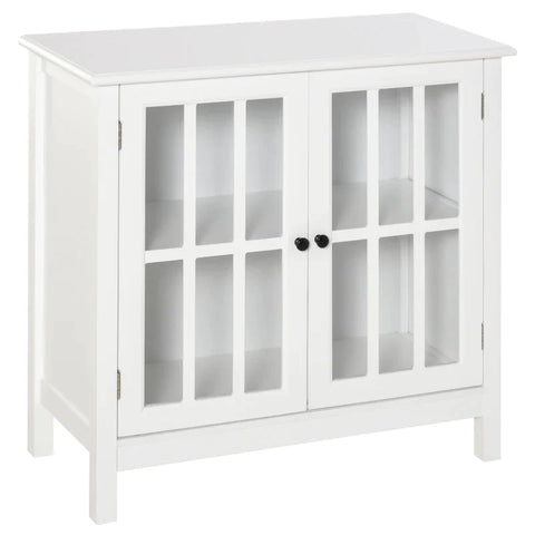 Rootz Cabinet - Kitchen Cabinet - 2 Layers Buffet - Display Cabinet - White - 80 x 36.5 x 76 cm