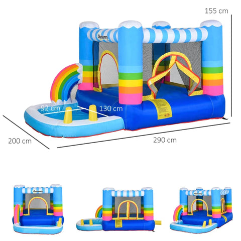 Rootz Bouncy Castle - Bouncy Castle With Blower - Inflatable Bouncy Castle With Water - Outdoor Water Park - Water Bouncy Castle - Multicolored - 280 x 170 x 155 cm