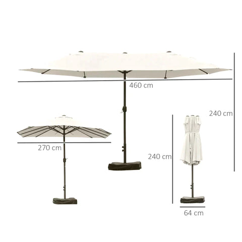 Rootz Parasol - Double Parasol with Umbrella Stand - Cream White - 4.6 x 2.7 cm