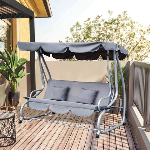 Rootz Hollywood Swing - Swing Chair - Garden Swing - Hammock Swing - 3-seater - Grey - 200x120x164cm