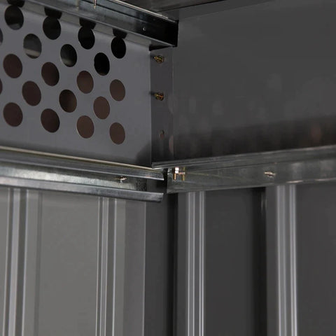 Rootz Tuinberging - Tuinschuur - Gereedschapsschuur - Schuifdeur - Ventilatieraam - Grijs - 257 x 142 x 184 cm