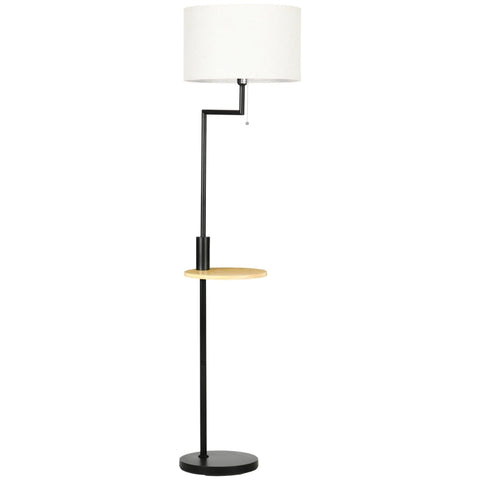 Rootz Floor Lamp Including Shelf - Table Lamps - Chain Hoist - E 27 - 40 W - Bamboo - Natural + Black - 40L x 40W x 168H cm