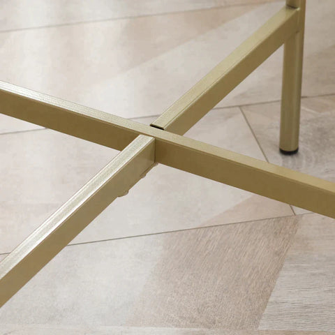 Rootz Side Table - Industrial Design - Table Top In Marble Look - Gold + White - 55 cm x 55 cm x 45 cm