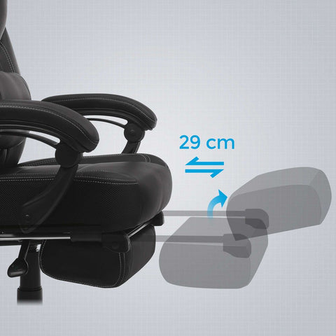 Rootz Gaming-Stuhl – Bürostuhl – ergonomischer Gaming-Stuhl – Esports-Gaming-Stuhl – Schreibtischstuhl – mit Fußstütze und Kopfstütze – Schwarz – 70 x 64 x (120–128) cm