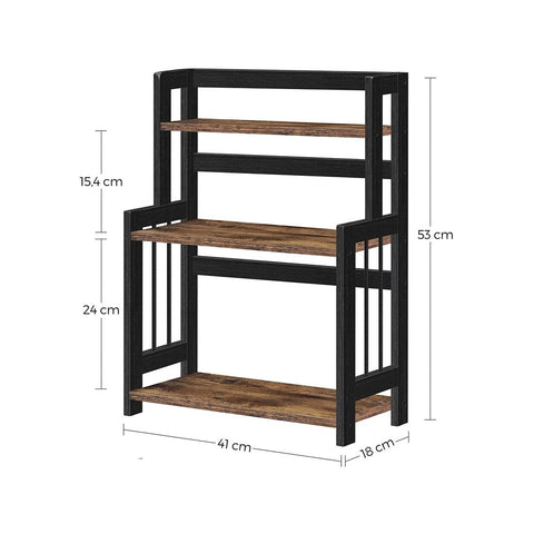 Rootz Spice Rack - Spice Rack Organizer - 3 Levels Spice Rack - Spice Rack Shelf - Vintage Brown/Black - 41 x 18 x 53 cm