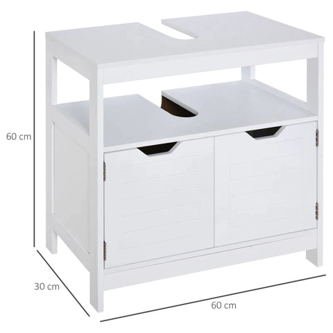 Rootz Vanity Cabinet - Base Cabinet - Bathroom Cabinet - Bathroom Furniture With Double Door - White - 60 x 30 x 60 cm
