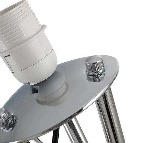 Rootz Floor Lamp - Floor Lamp With Fabric Shade - Triple Metal Base - Metal + PS + Fabric - Silver + White - 48 x 48 x 162 cm