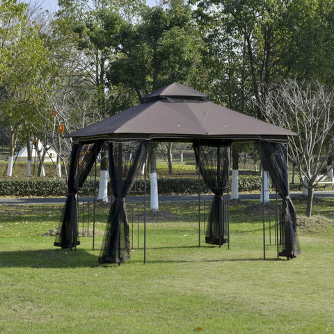 Rootz Gazebo - Metal Gazebo - Garden Gazebo - Party Tent - Pavillion - Garden Tent - Coffee - 2.99L x 2.99W x 2.74H m