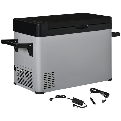 Rootz Autokoelkast - Autokoelbox - 50L Koelbox - Reiskoelkast - Koelkast - Met LCD Display - Grijs/Zwart - 75L x 36W x 49.5H cm