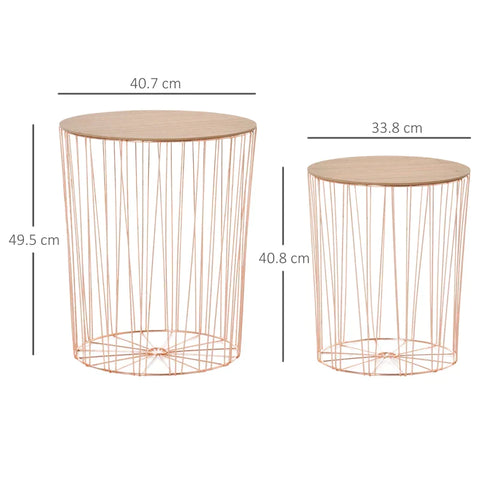 Rootz Side Table - Bedside Table - Bedroom Stand - Side Table Set - Rose Gold