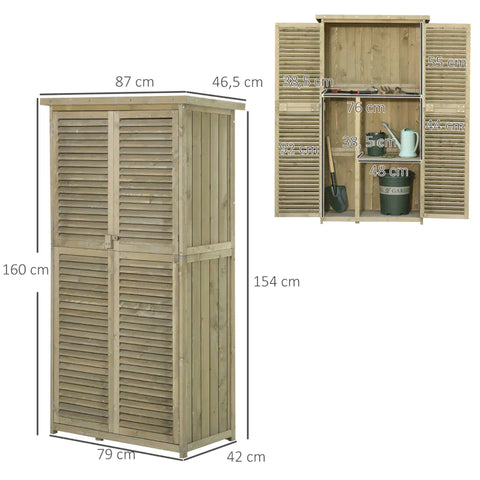 Rootz Tool Shed - Garden Cabinet - Asphalt Roof - 4 Compartments - Grey - 87 x 46.5 x 160 cm