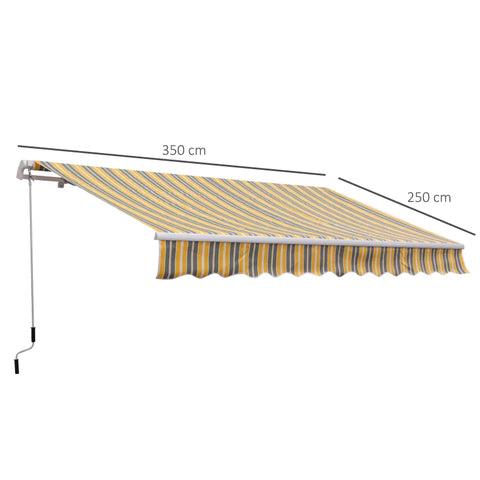 Rootz Awning - Articulated Arm Awning - Sun Protection - Hand Crank - Aluminum + Polyester - Yellow Grey - 3.5 X 2.5 m