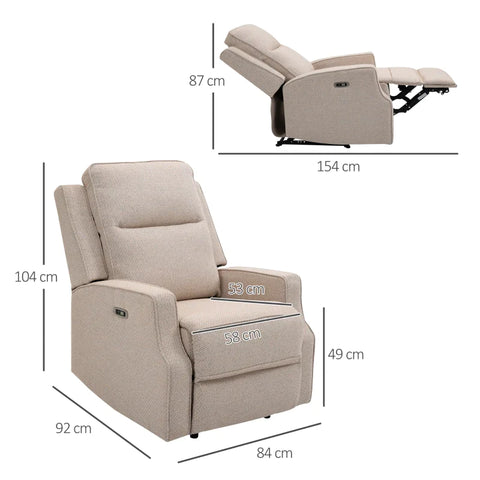 Rootz Relaxation Chair - Lounge Chair - TV Chair - Zero-wall Function - Single Sofa - 150° Tiltable - TV Chair - Polyester - Beige - 84 x 92 x 104 cm