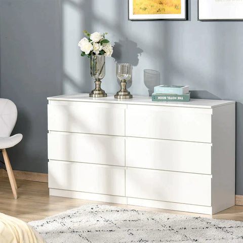 Rootz Side Cabinet - Chest Of Drawers - Living Room - Bedroom - Entryway - Home Office - White - 138 cm x 40 cm x 77 cm