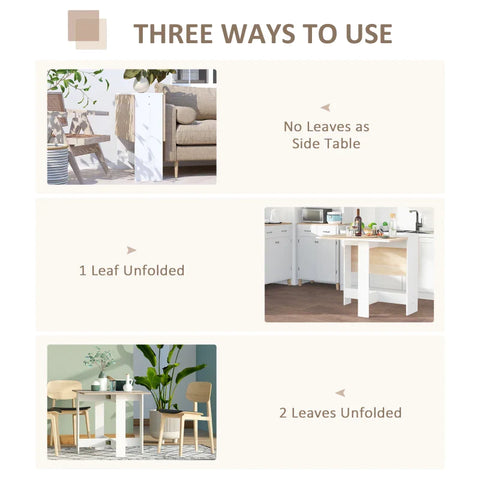 Rootz Folding Table - Dining Table - Desk - Computer Desk - Writing Table - Side Table - Oak + White - 103 x 76 x 73.5 cm