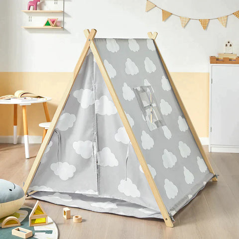 Rootz Children Kinderspeeltent Speelhuis met vloermat (grijs/wolk)