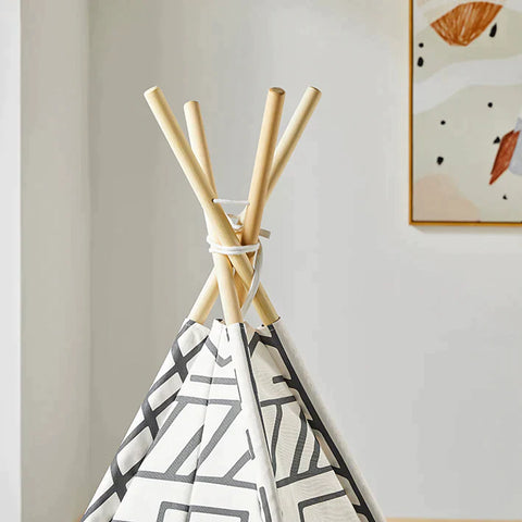 Rootz Kinderspeeltent Speelhuis Kids - Tipi Tipi met vloermat (wit/lijn)