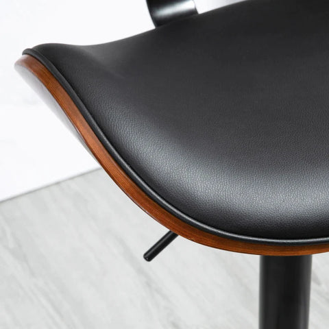 Rootz Bar Stool Set - Height Adjustable - Swivel Faux Leather - Steel Frame - Black - 53 x 50.5 x 112.5 cm