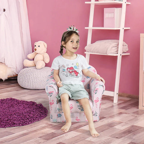 Rootz Kinderfauteuil - Kinderkamerbank - Kinderbank - Minibank - Fauteuil voor 3-6 jaar - Polyester - Roze - 50 x 39 x 44 cm