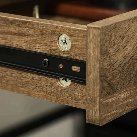 Rootz Computer Desk - Industrial Style Desk - Office Table With Drawers - Home - Office - MDF Metal - Brown/Black - 110 x 55 x 75 cm