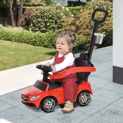 Rootz Push Car - Children's Vehicle - Children's Car From Mercedes Benz - Push And Hold Bar - Protection Bar - Red - 84L x 40W x 83H cm