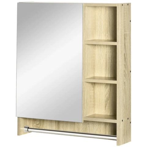 Rootz Mirror Cabinet - Hanging Mirror Cabinet - 6 Shelves 1 Towel Rail - White - 60L × 15W × 70H cm