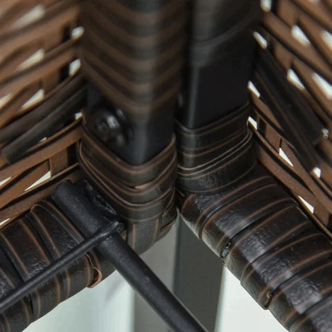 Rootz Verhoogd Bed - Bloembak - Rotan Verhoogd Bed Met Plank - Metaal - Bruin - 70 x 30 x 72 cm